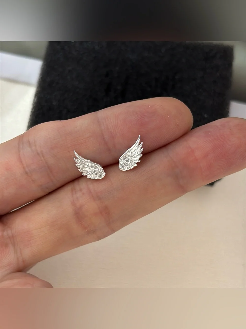 Small Angel wings Stud Earrings for Men Women Streetwear Punk Hip Hop Unisex
